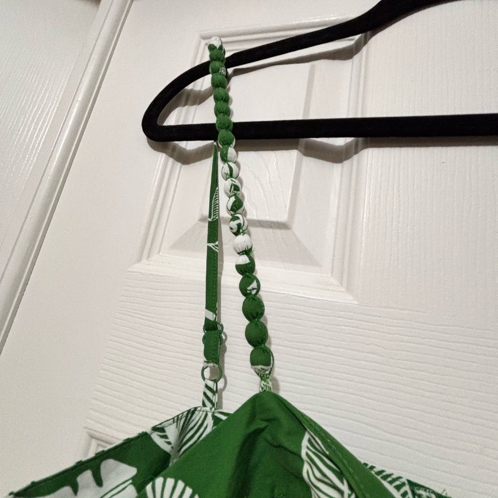 NWT Farm Rio Green and White Botanical Tiered Maxi Dress - Picture 5 of 7